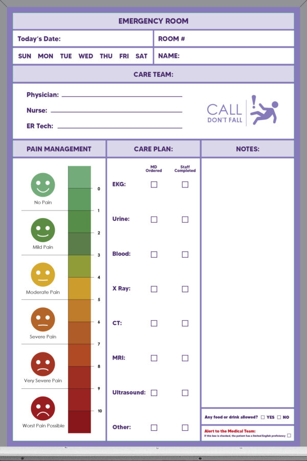3x2 emergency room whiteboard - pre-printed, purple background