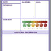 pre-printed patient care whiteboard, purple color, 3x2