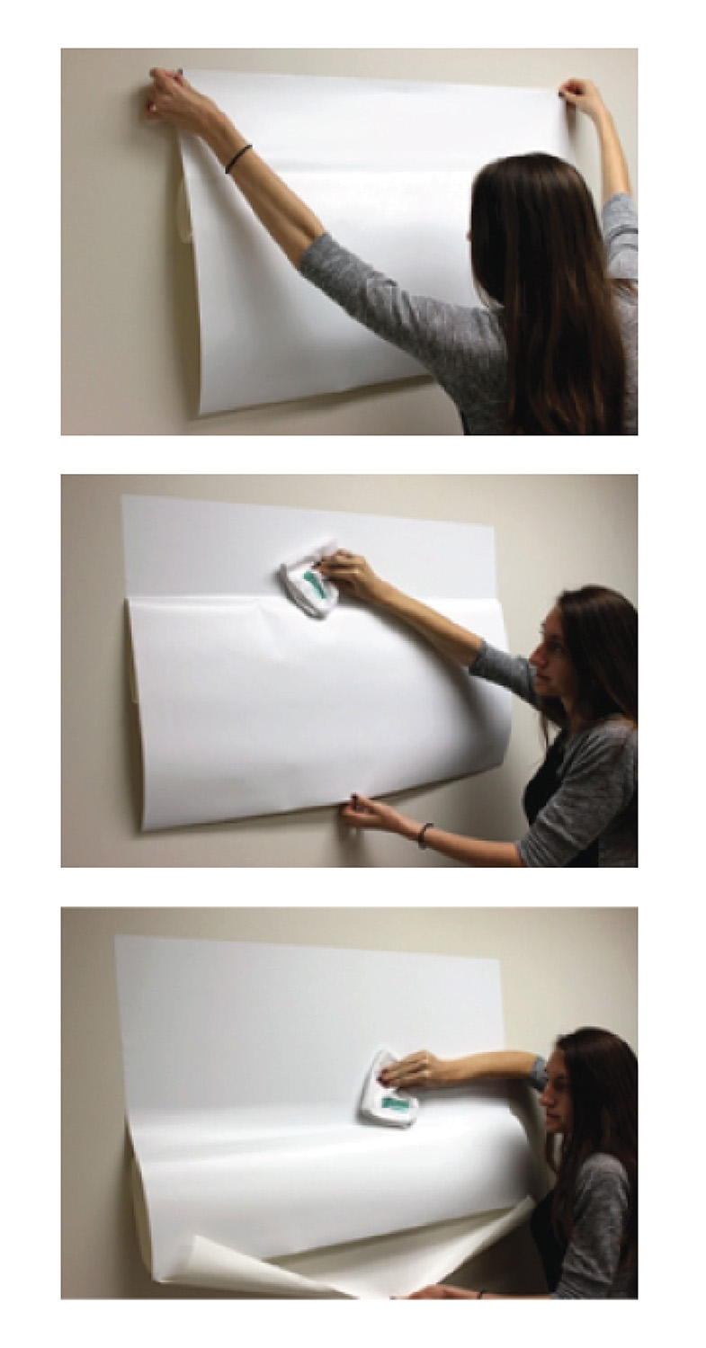 how to apply a peel and stick dry erase sheet to a surface