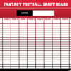 fantasy football draft board - red peel and stick overlays