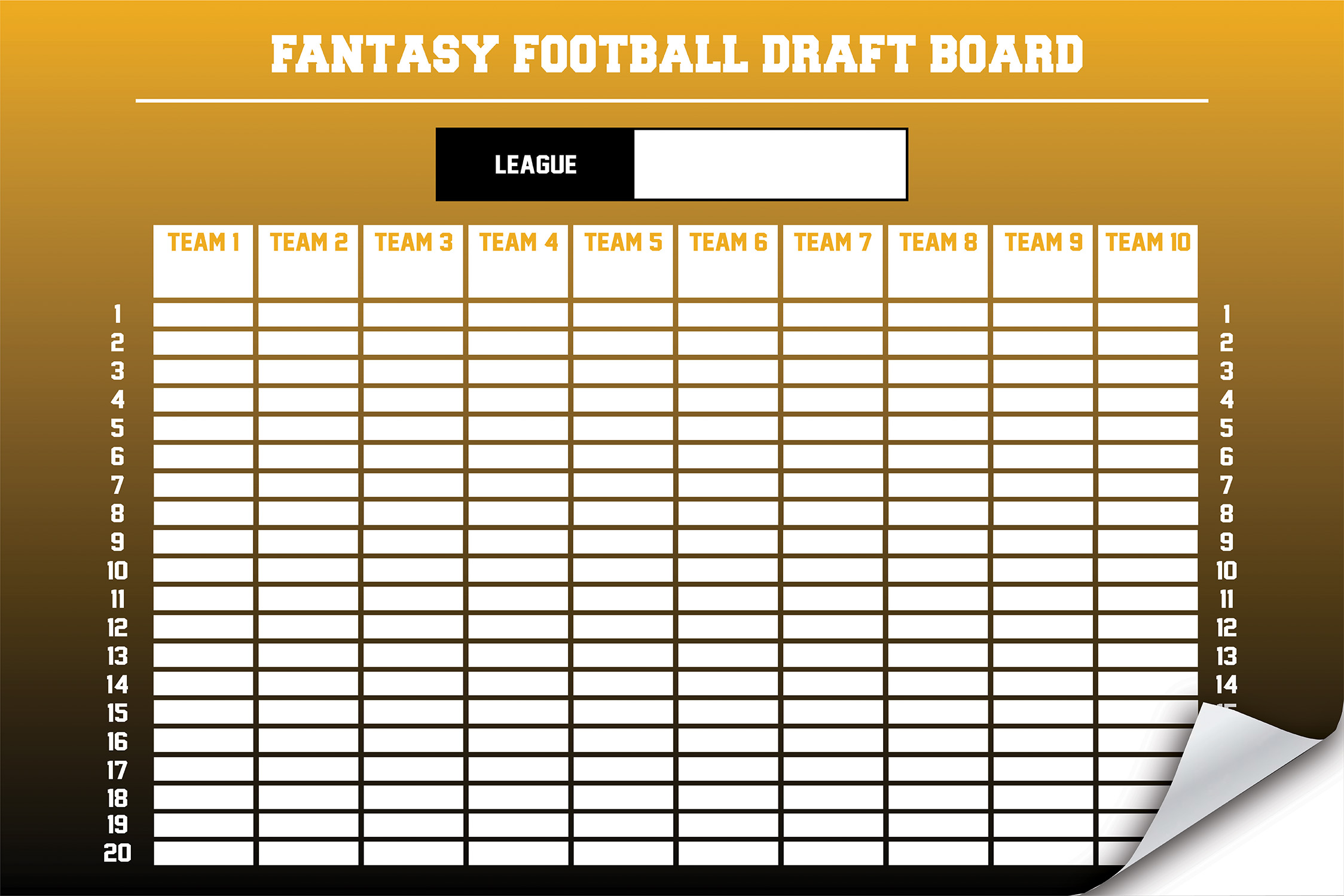 The Wooden Nickel Fantasy Football Draft Dry Erase Board