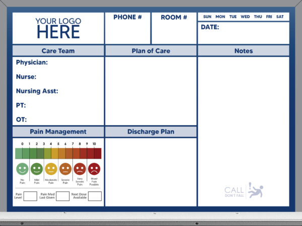 18x24 rehabilitation tracking whiteboard - add your logo
