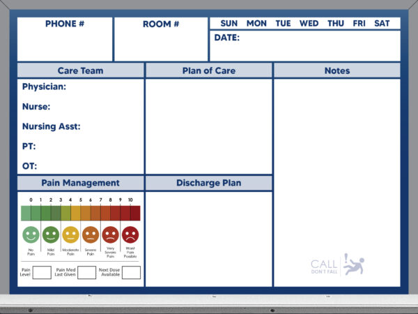 18x24 rehabilitation tracking whiteboard - pre-printed