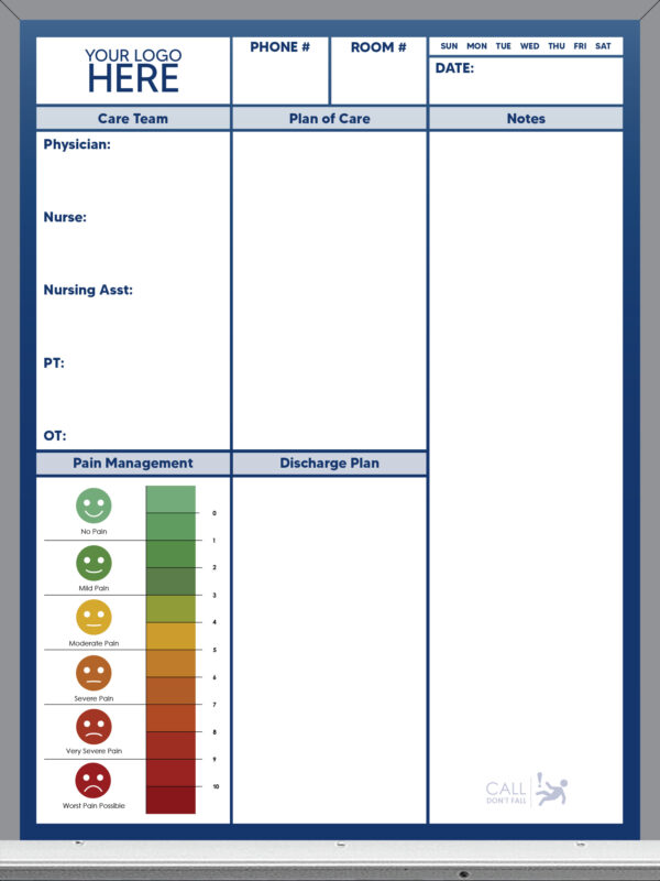 24x18 rehabilitation tracking whiteboard - add your logo