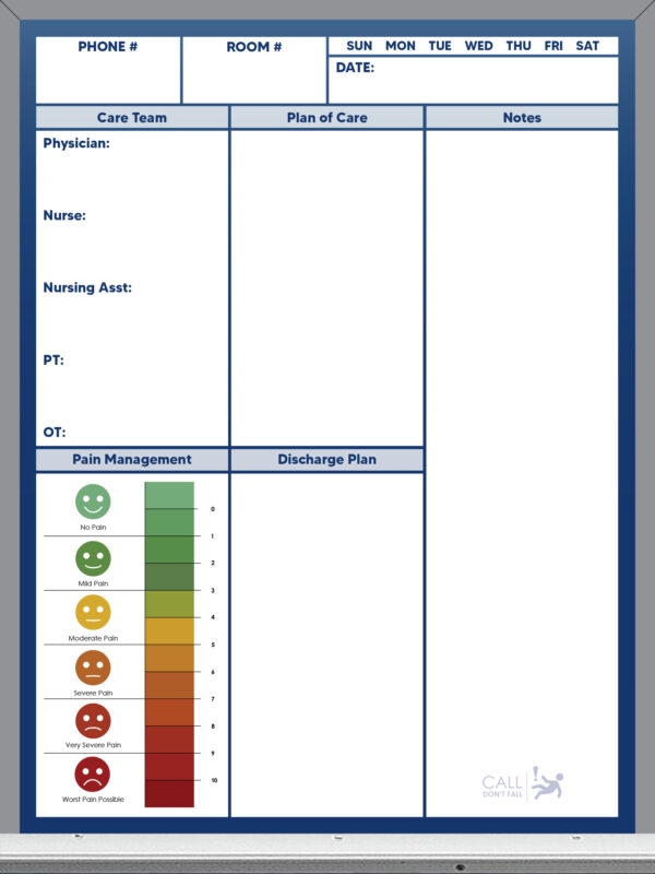 24x18 rehabilitation tracking whiteboard - pre-printed