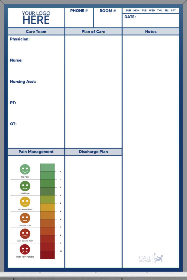 3x2 rehabilitation tracking whiteboard - add your logo