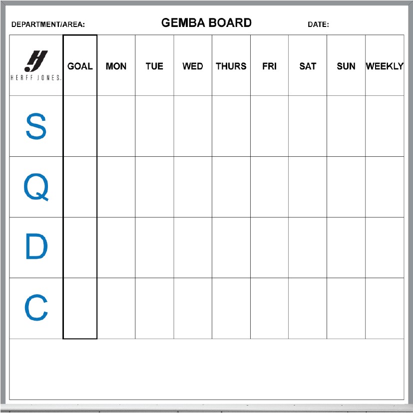 GEMBA Daily Goal Custom Printed Calendar Whiteboard