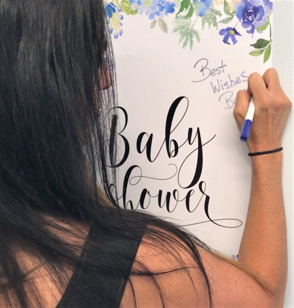 baby shower dry erase stick-on surface; custom designed