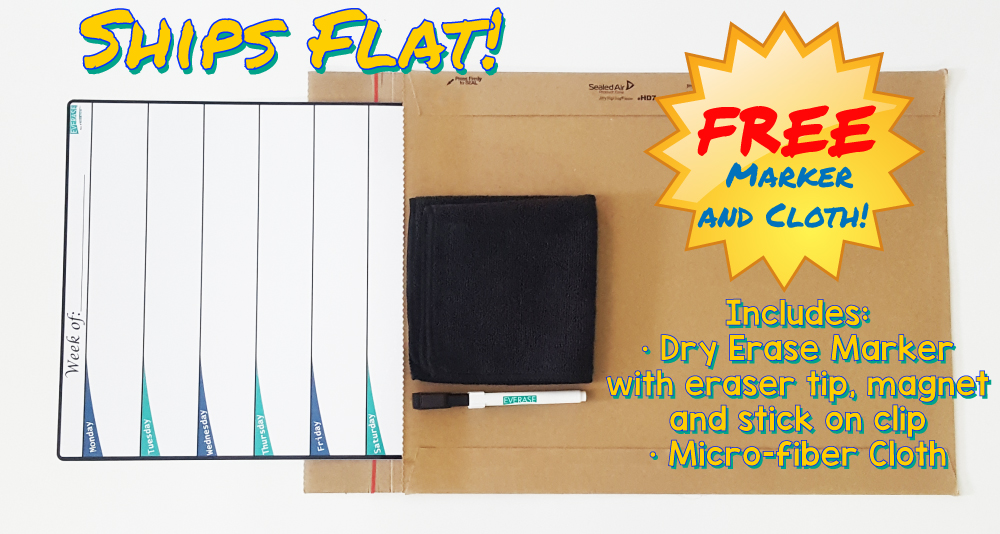 weekly planner stick-on dry erase sheet - package