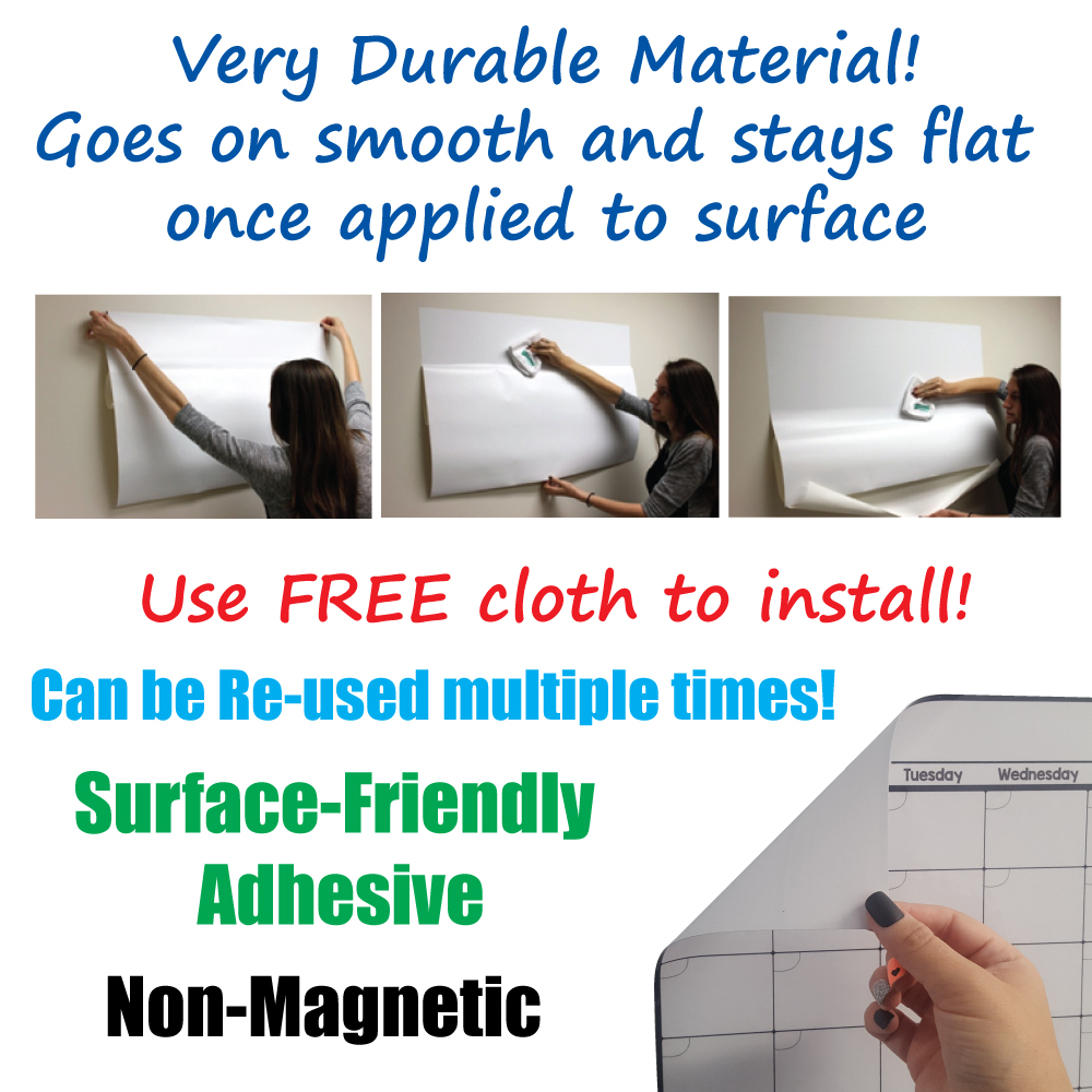 stick-on dry erase surface sheet - installation instructions