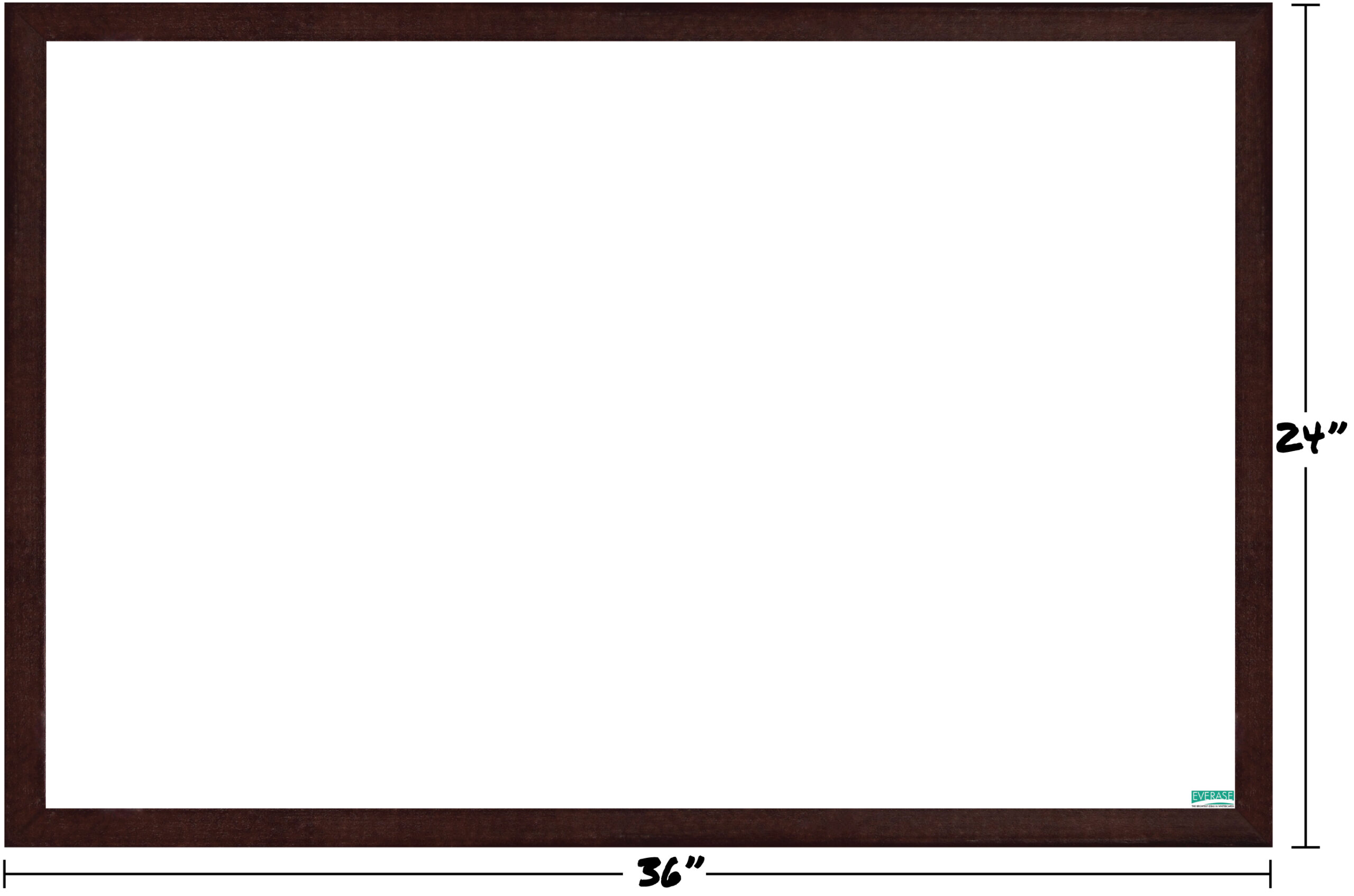 peel-and-stick dry erase surface measurements - faux mahogany frame