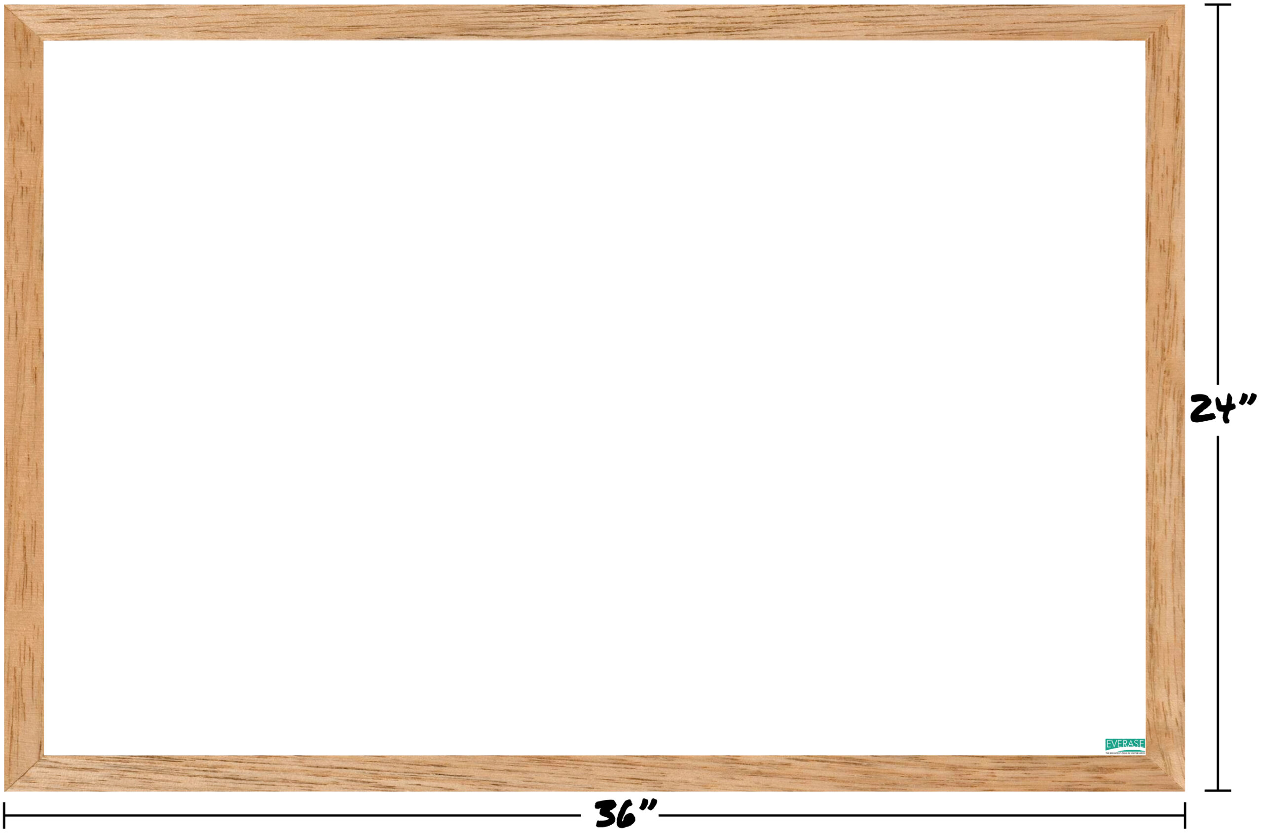 peel-and-stick dry erase surface with faux oak frame, 24x36