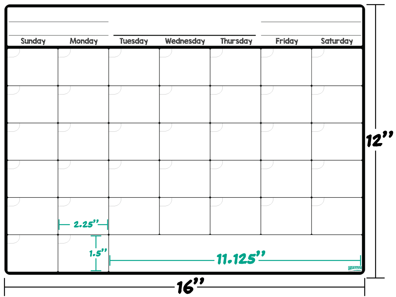 monthly planner calendar - dry erase stick-on surface