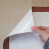 peel and stick dry erase sheet with faux walnut frame
