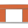 combination whiteboard and cork board, with autumn orange cork, and aluminum frame